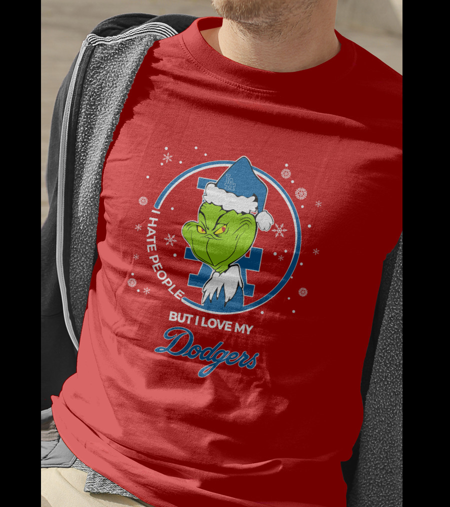 Christmas Grinch I Hate People But I Love My Los Angeles Dodgers T-Shirt