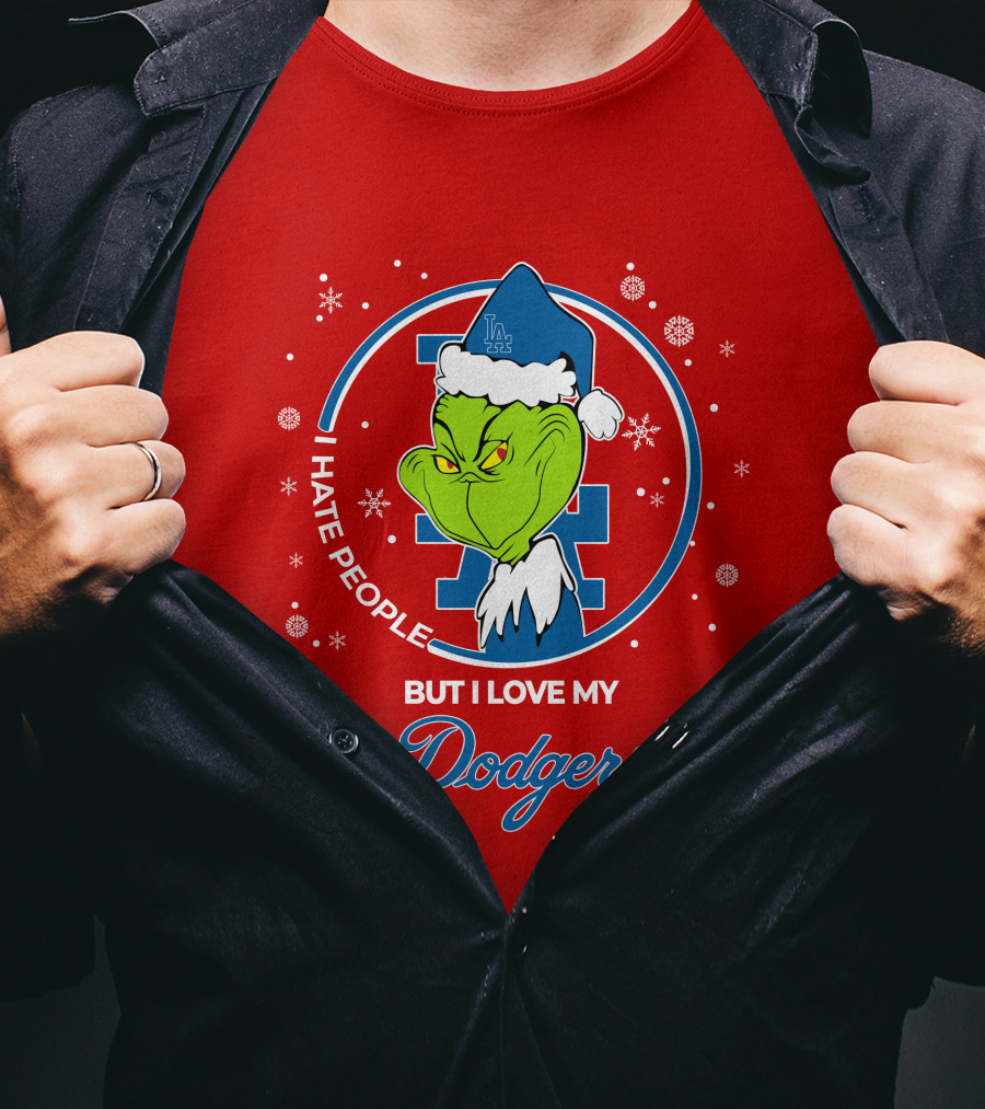 Christmas Grinch I Hate People But I Love My Los Angeles Dodgers T-Shirt