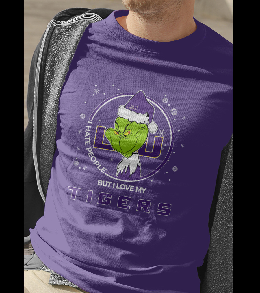 Grinch Santa I Hate People But I Love My LSU Tigers T-Shirt