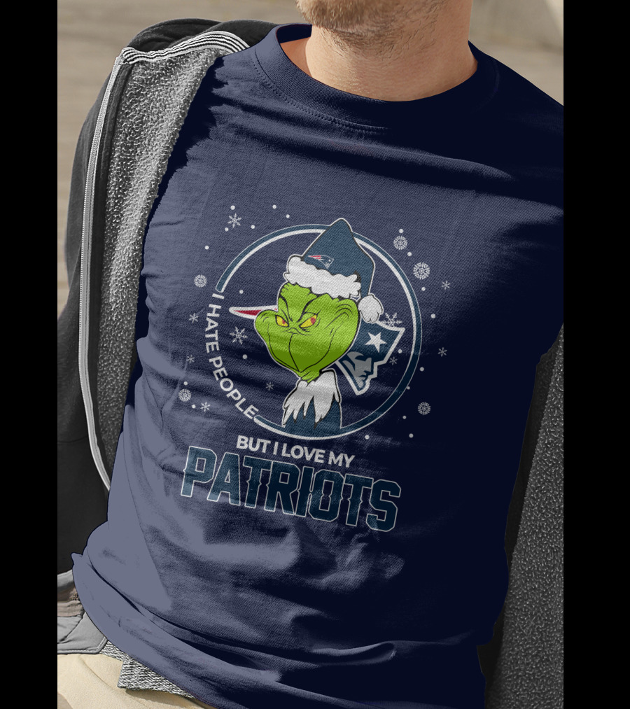 Christmas Grinch I Hate People But I Love My Patriots T-Shirt