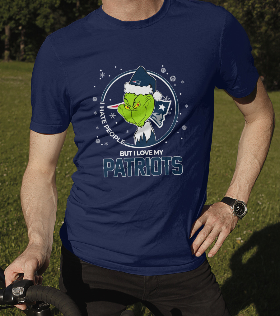 Christmas Grinch I Hate People But I Love My Patriots T-Shirt