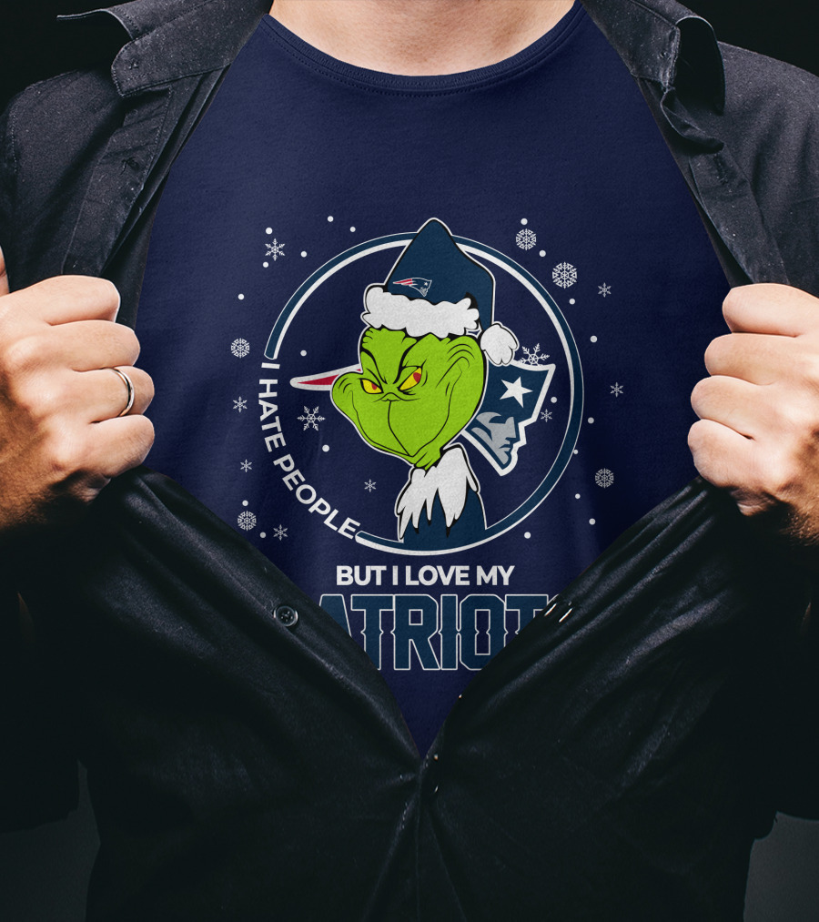 Christmas Grinch I Hate People But I Love My Patriots T-Shirt