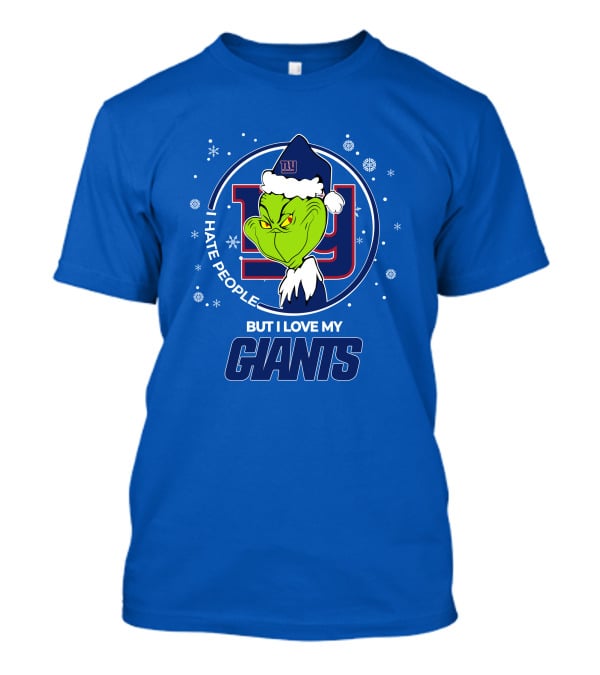 Grinch Santa I Hate People But I Love My New York Giants T-Shirt