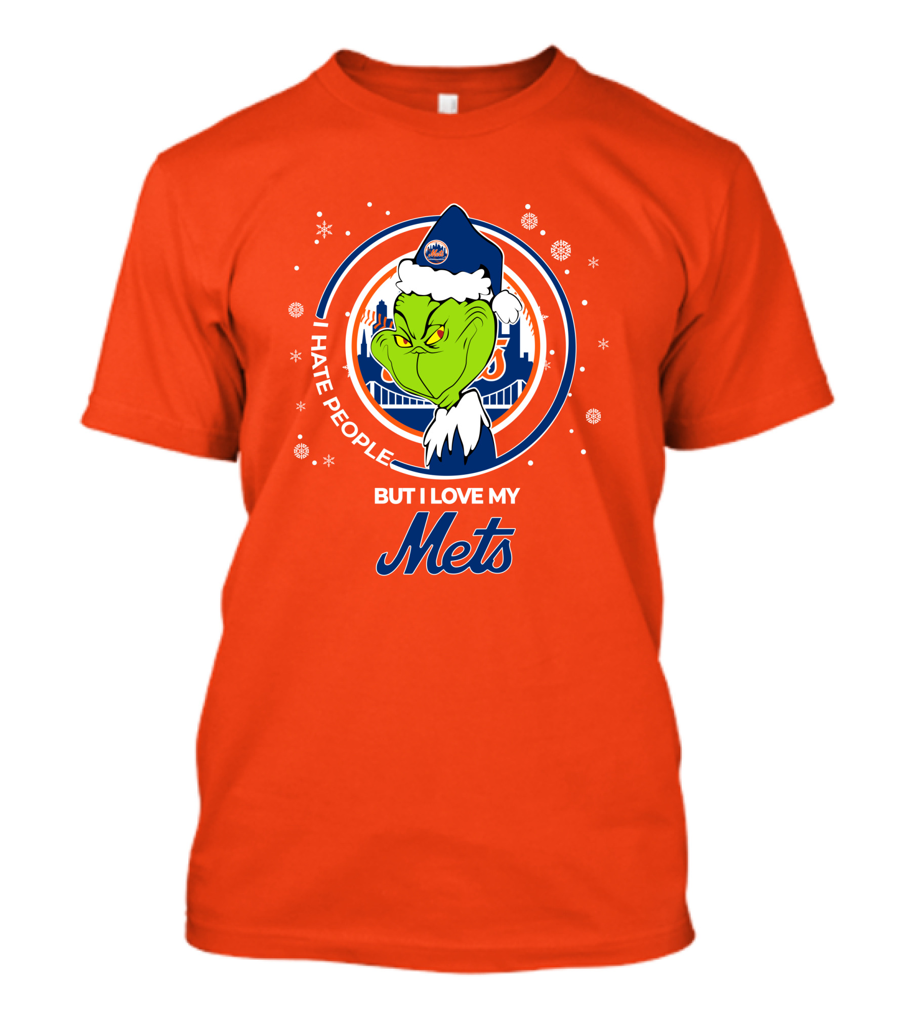 I Hate People But I Love My Mets Christmas Grinch Santa T-Shirt