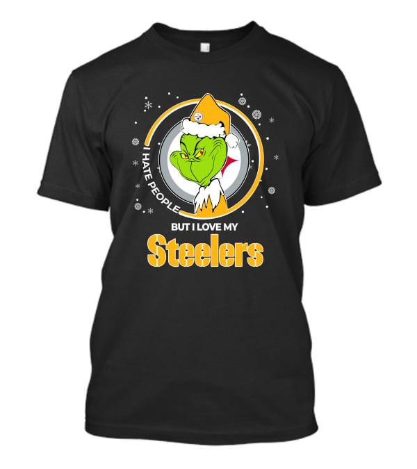 Christmas Grinch Santa I Hate People But I Love My Steelers T-Shirt