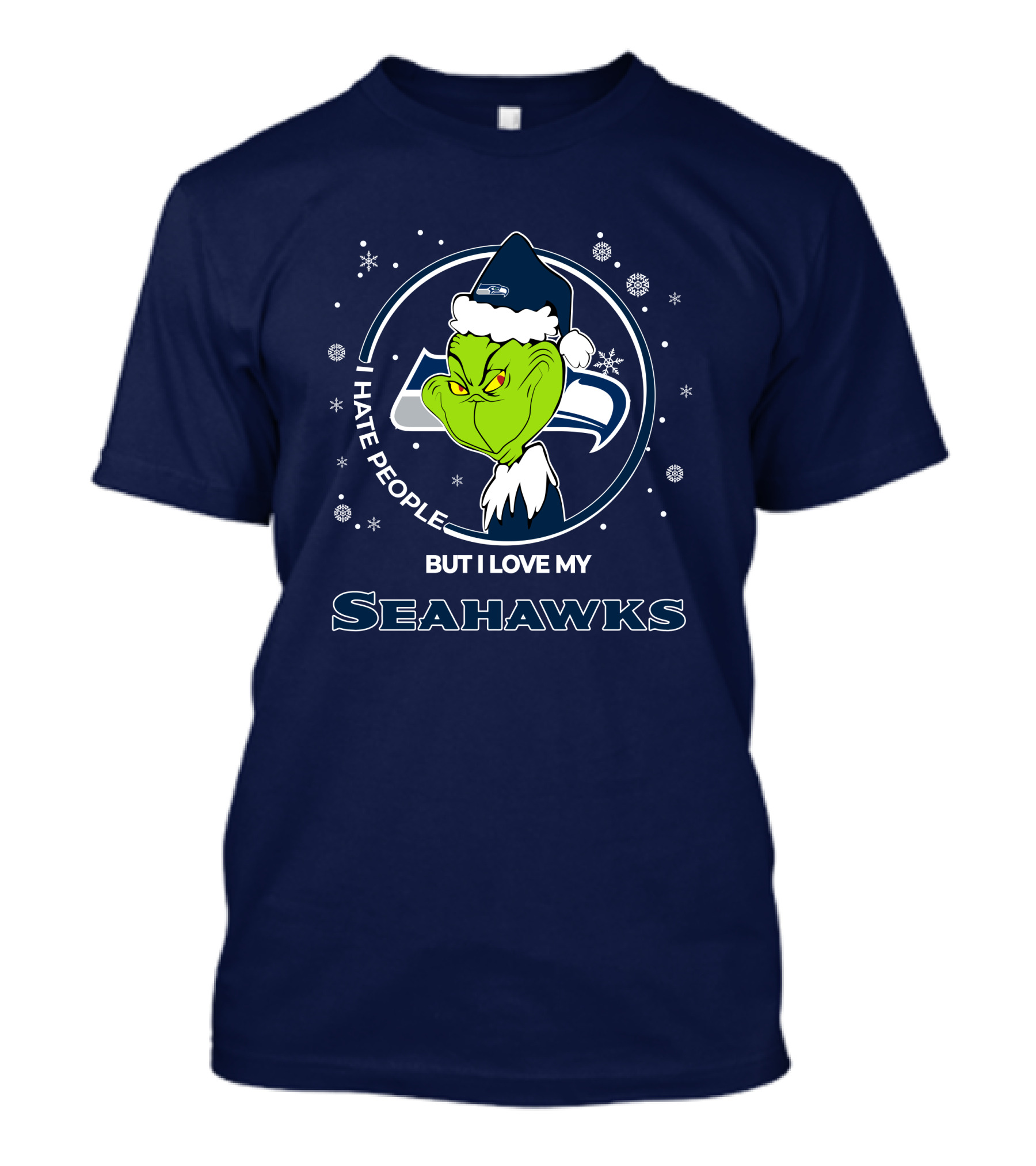 Christmas Grinch Santa I Hate People But I Love My Seahawks T-Shirt