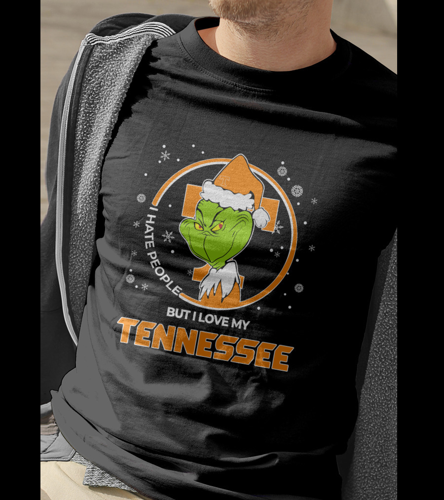 Christmas Grinch Santa I Hate People But I Love My Tennessee T-Shirt