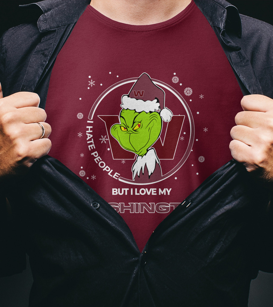 Christmas Grinch Santa I Hate People But I Love My Washington T-Shirt