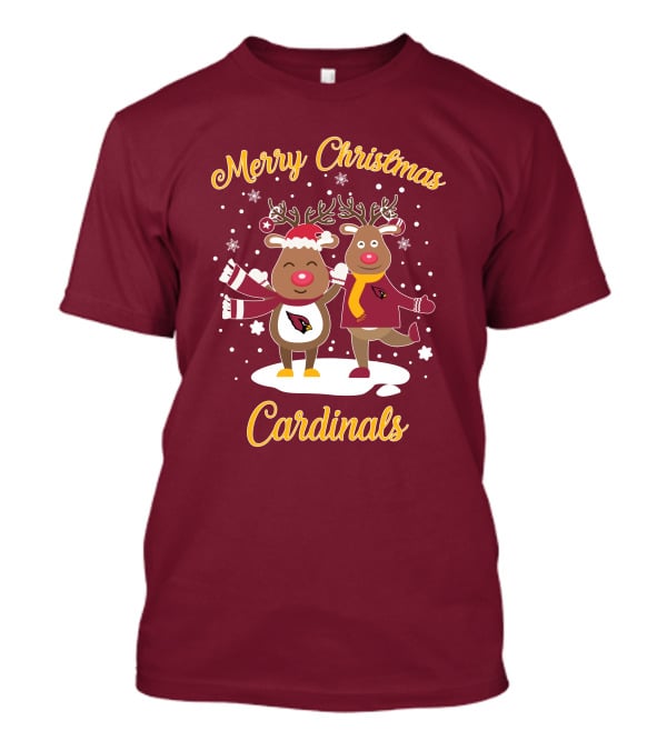 Merry Christmas Cardinals Reindeer Funny Christmas T-Shirt