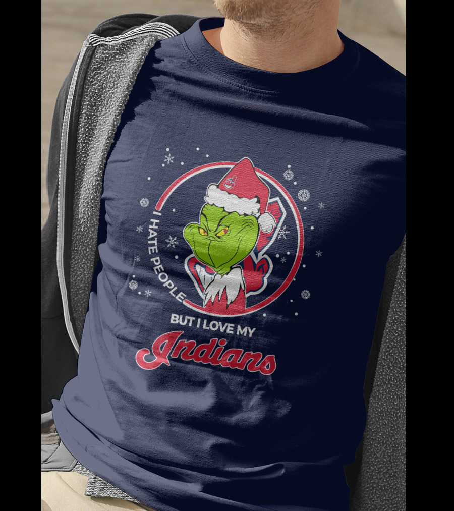 I Hate People But I Love My Indians Christmas Grinch Santa T-Shirt