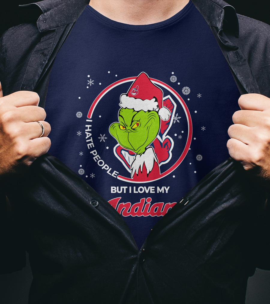 I Hate People But I Love My Indians Christmas Grinch Santa T-Shirt