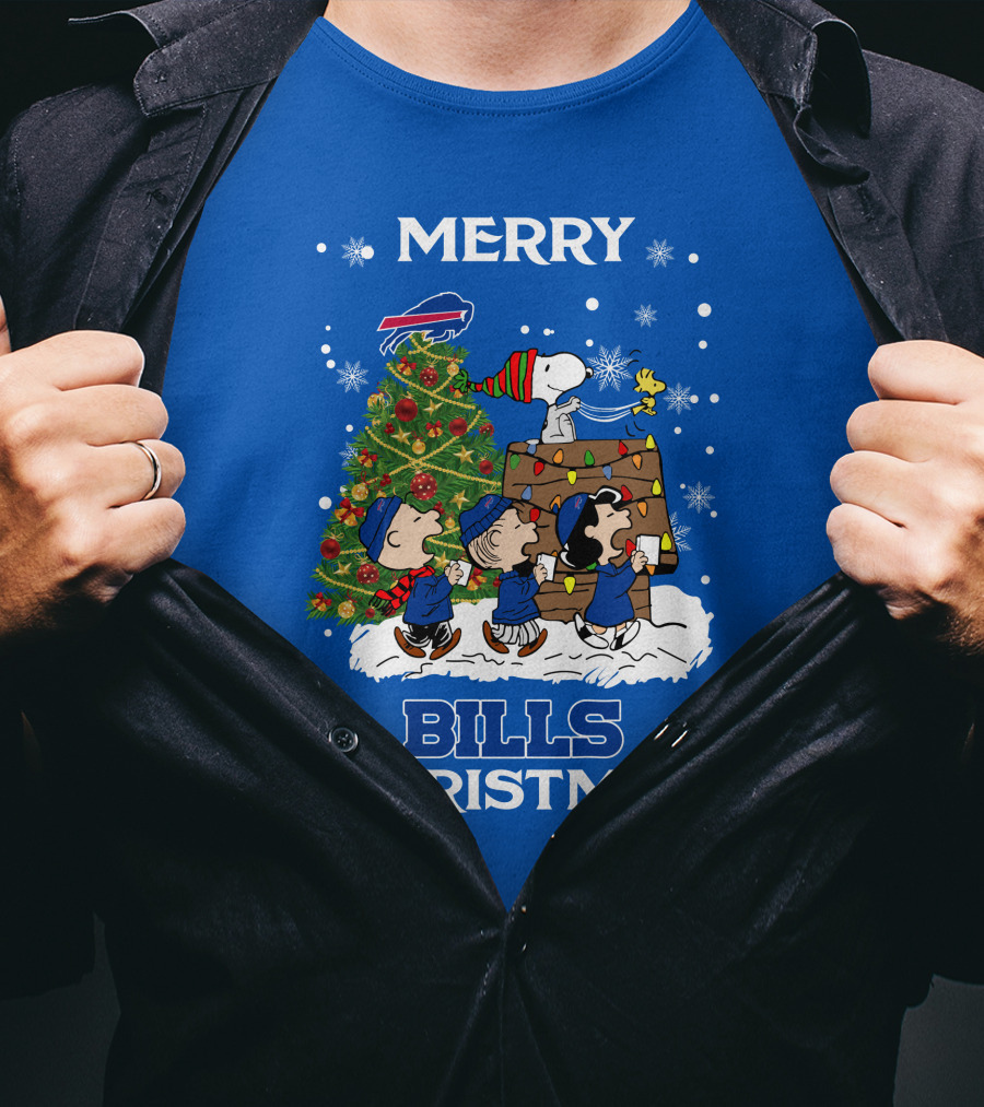 Merry Buffalo Bills Christmas Peanut Tree Celebration T-Shirt