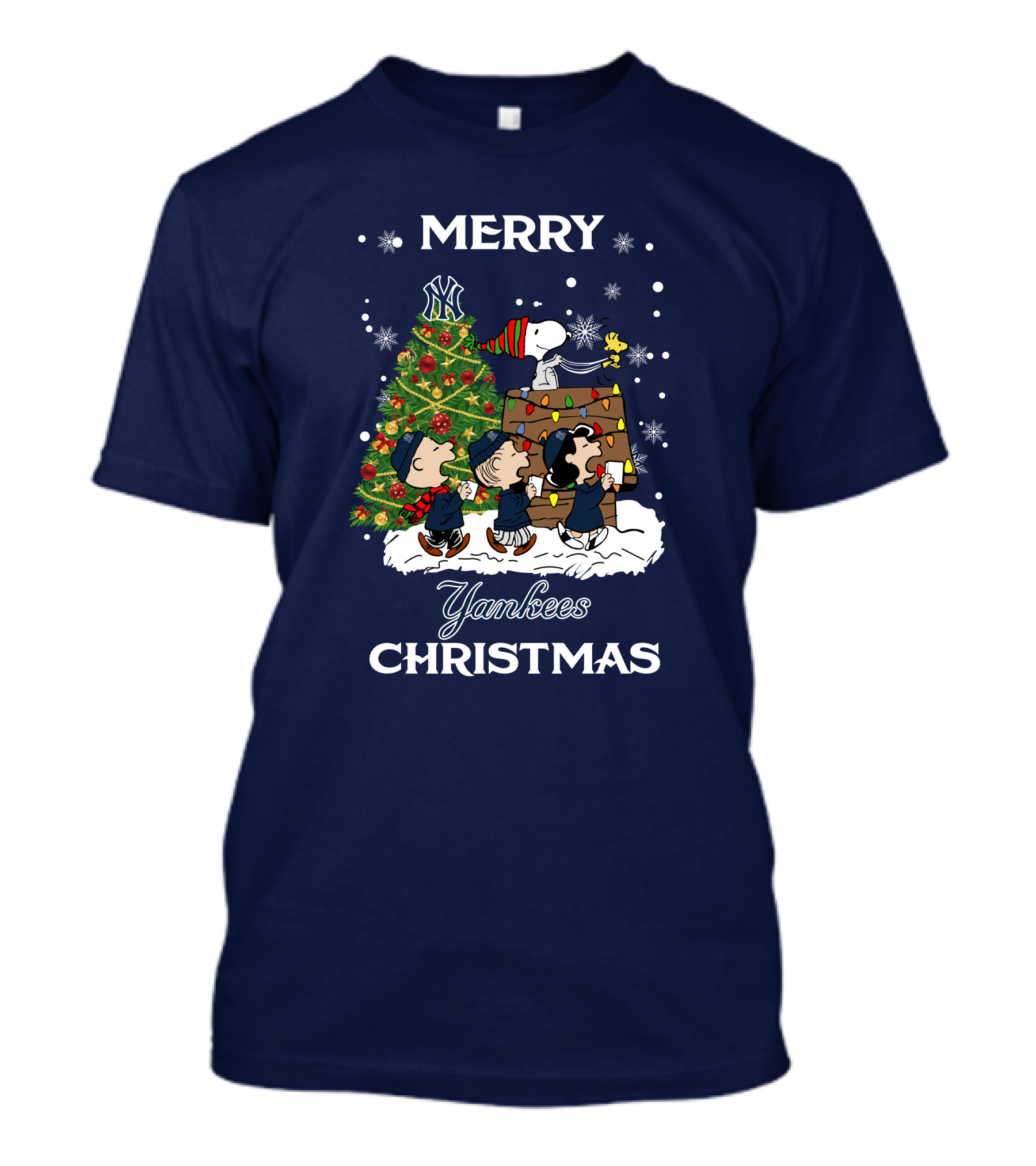 Merry Yankees Christmas Peanuts Tree New York Yankees T-Shirt