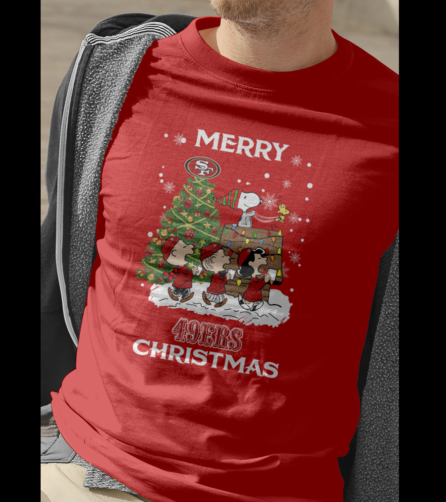 Merry 49ers Christmas San Francisco Peanuts Christmas Tree T-Shirt