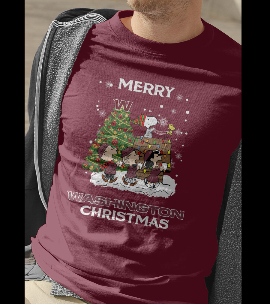 Merry Washington Christmas Tree Featuring Peanut Characters T-Shirt