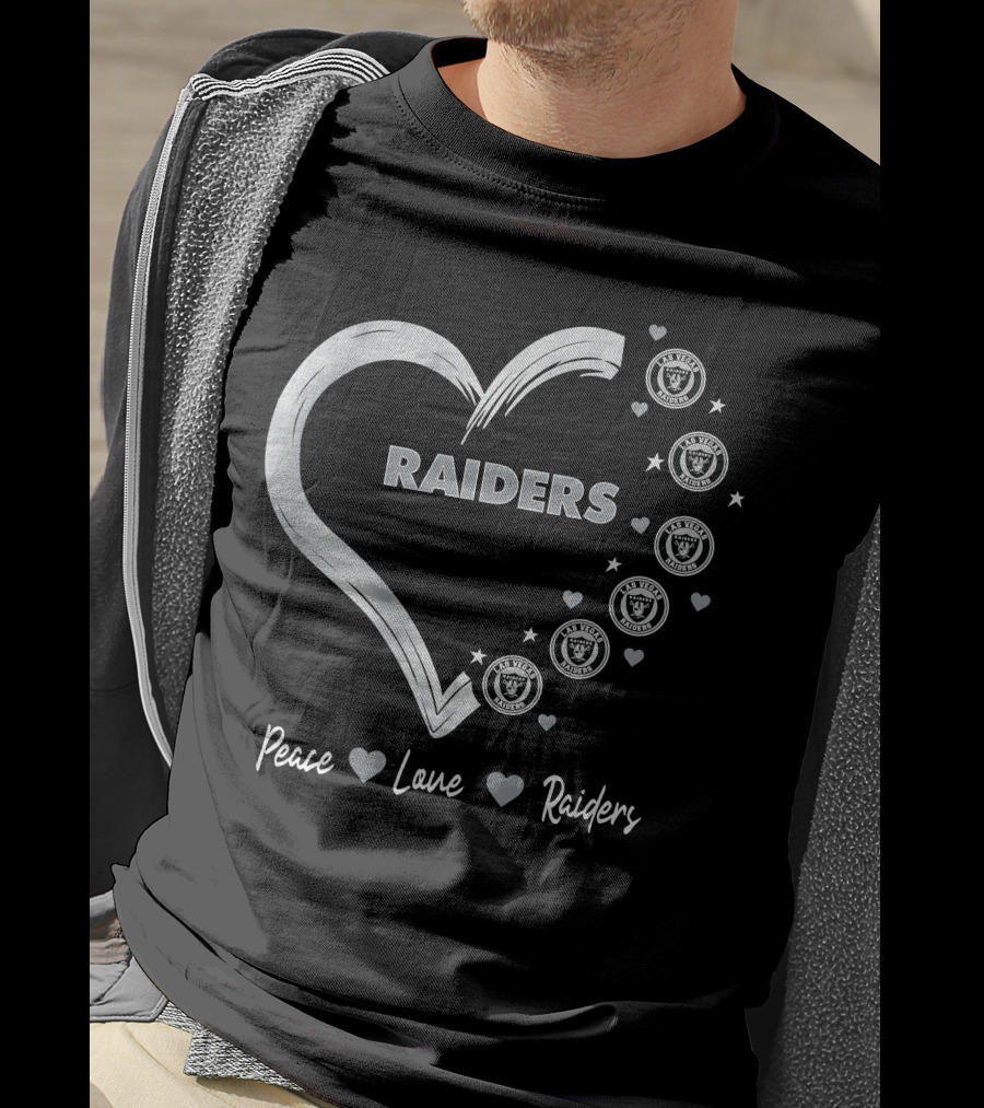 Peace Love Raiders Heart Las Vegas Raiders T-Shirt