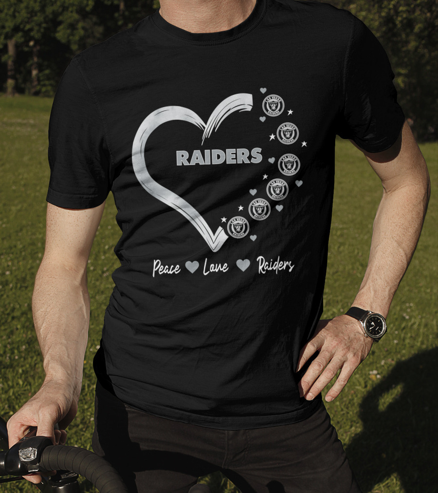 Peace Love Raiders Heart Las Vegas Raiders T-Shirt