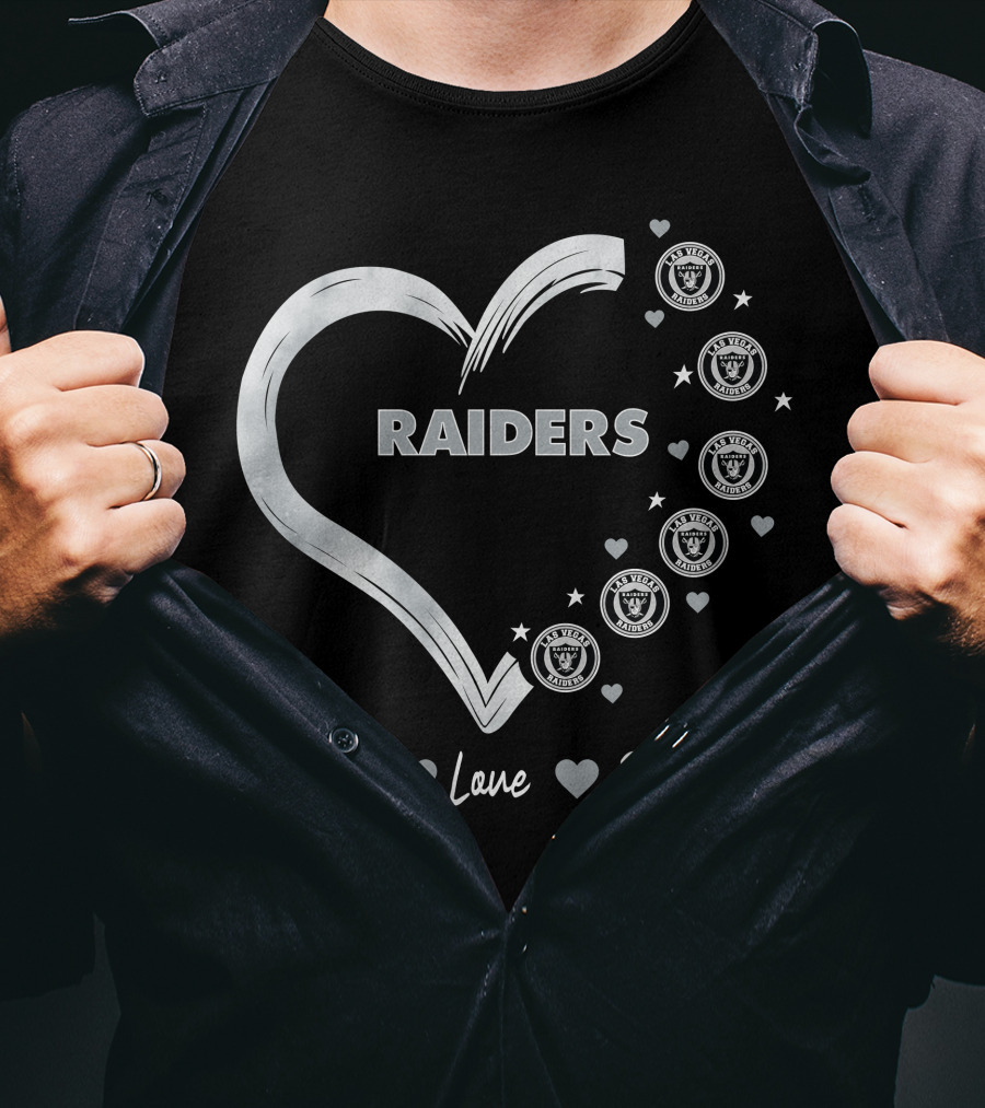 Peace Love Raiders Heart Las Vegas Raiders T-Shirt