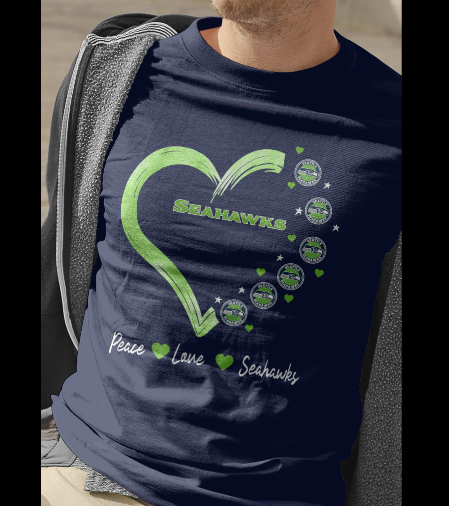 Peace Love Seahawks Seattle Seahawks Hearts T-Shirt