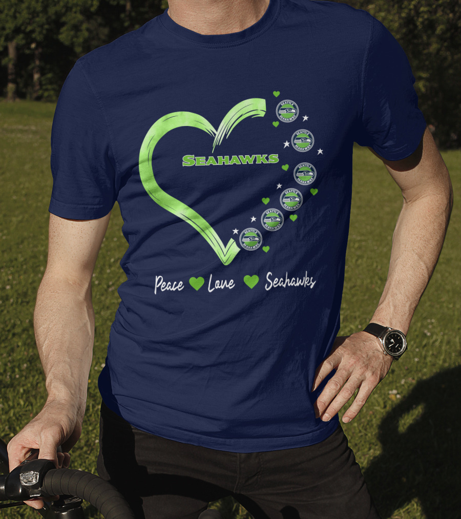 Peace Love Seahawks Seattle Seahawks Hearts T-Shirt