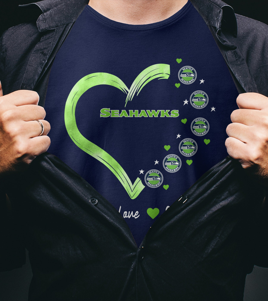 Peace Love Seahawks Seattle Seahawks Hearts T-Shirt
