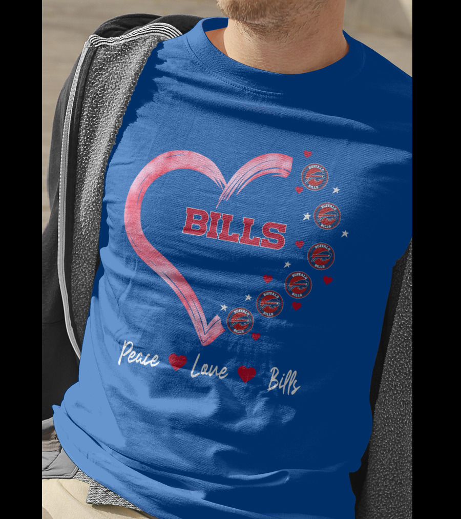 Peace Love Bills Heart Logo Buffalo Bills T-Shirt