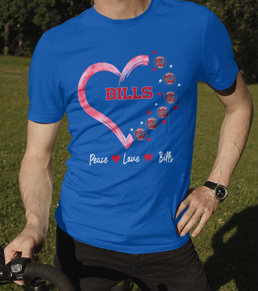Peace Love Bills Heart Logo Buffalo Bills T-Shirt