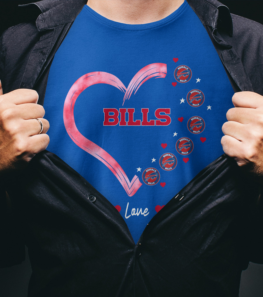 Peace Love Bills Heart Logo Buffalo Bills T-Shirt