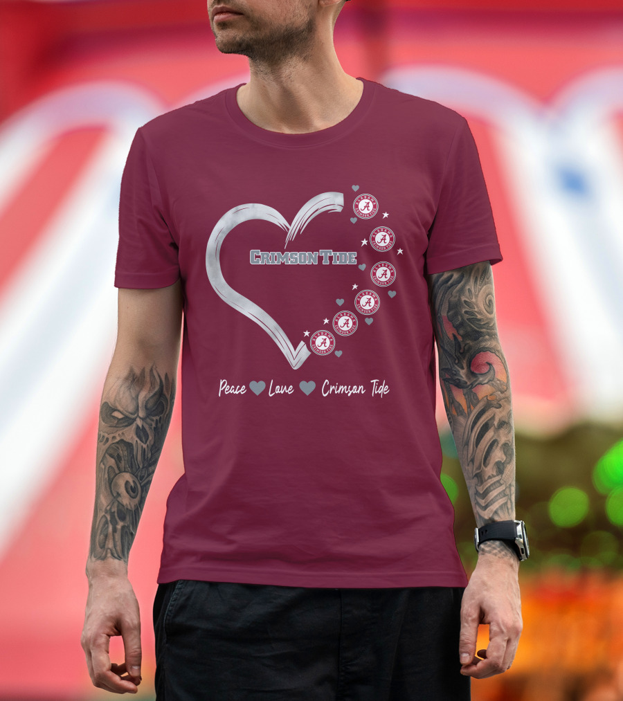Peace Love Heart Alabama Crimson Tide T-Shirt