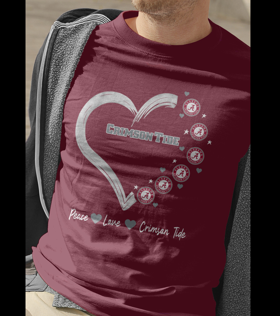 Peace Love Heart Alabama Crimson Tide T-Shirt
