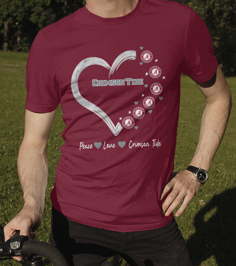 Peace Love Heart Alabama Crimson Tide T-Shirt