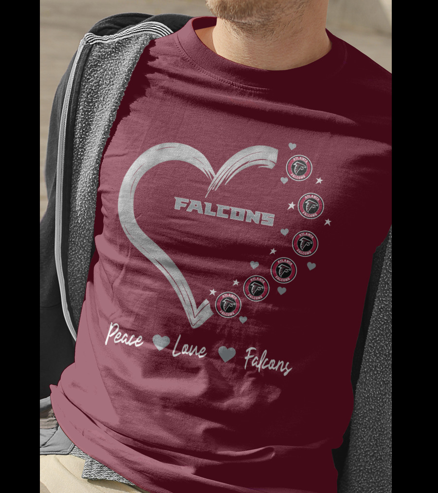 Peace Love Falcons Heart With Atlanta Falcons T-Shirt