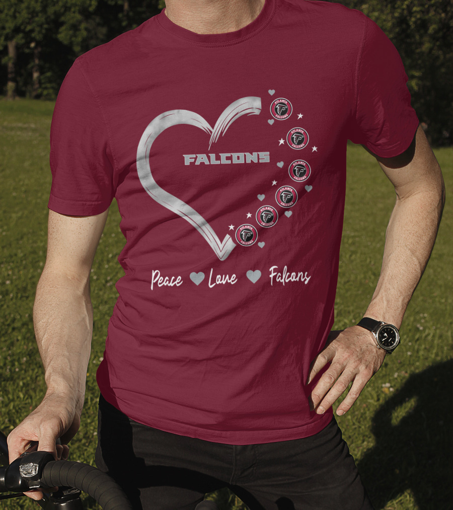 Peace Love Falcons Heart With Atlanta Falcons T-Shirt