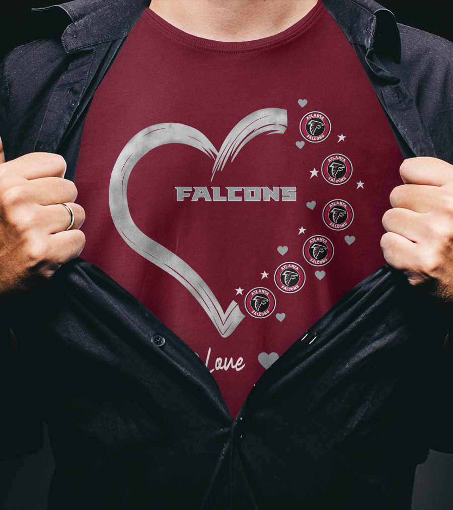 Peace Love Falcons Heart With Atlanta Falcons T-Shirt