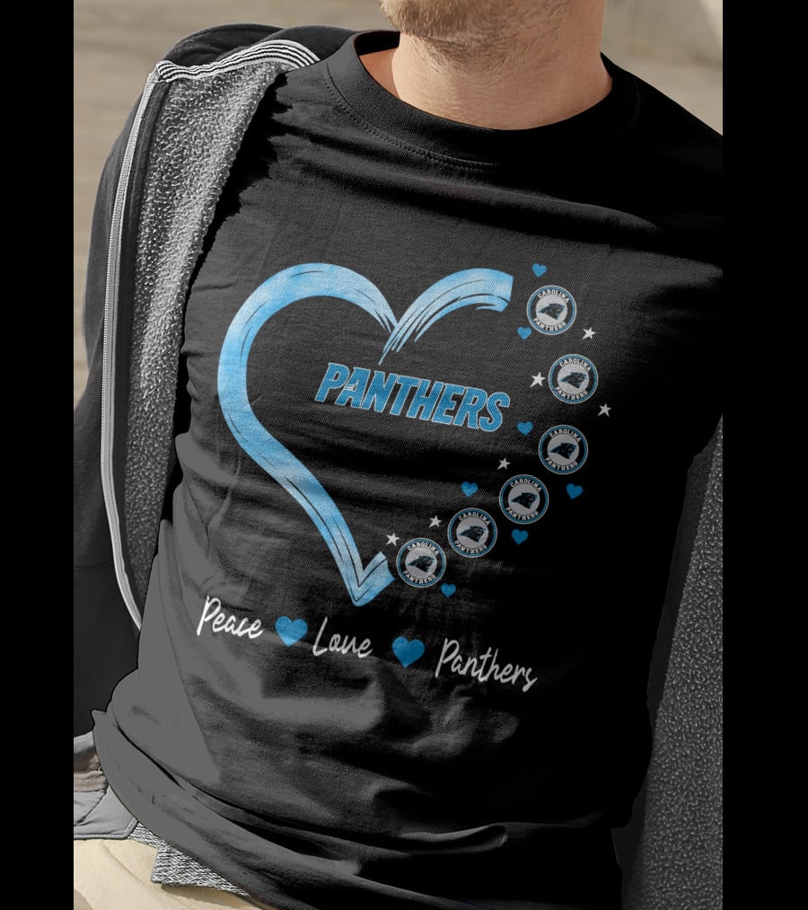 Peace Love Carolina Panthers Heart Logo Fan T-Shirt