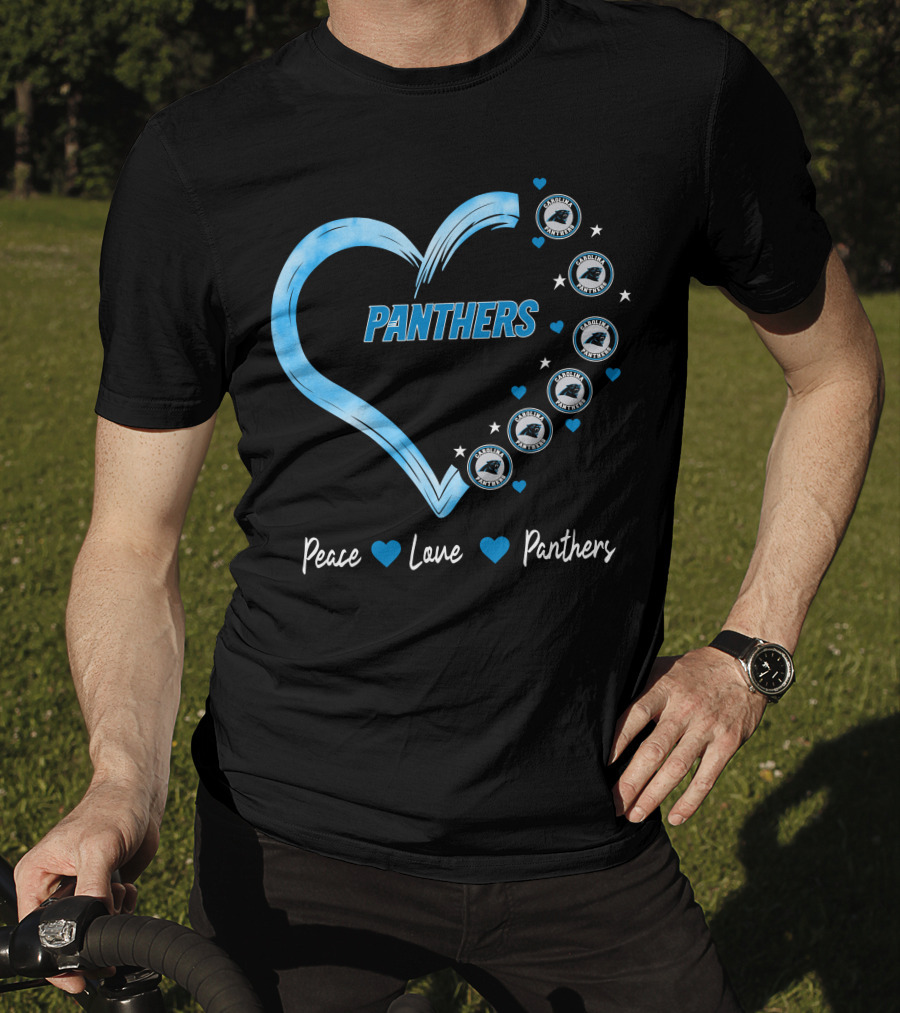 Peace Love Carolina Panthers Heart Logo Fan T-Shirt