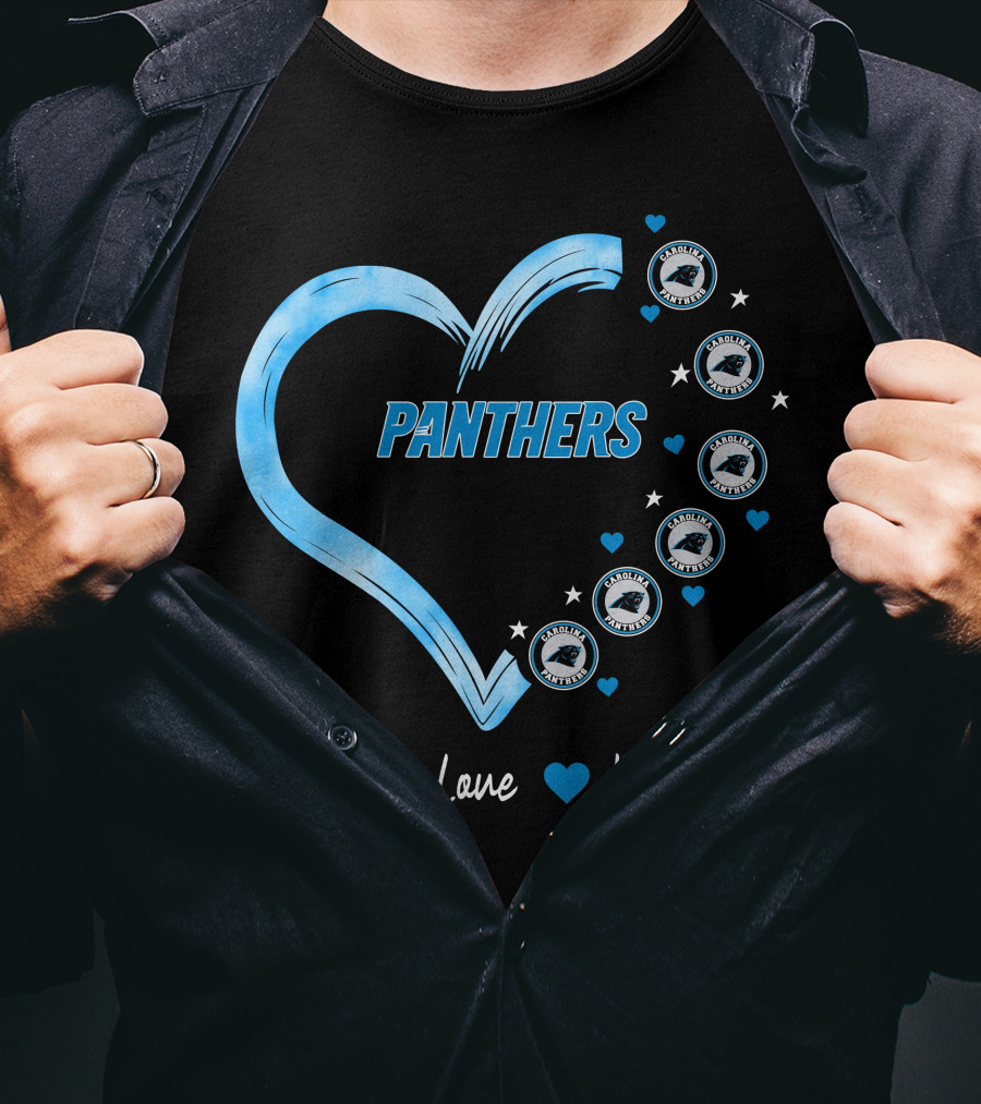 Peace Love Carolina Panthers Heart Logo Fan T-Shirt