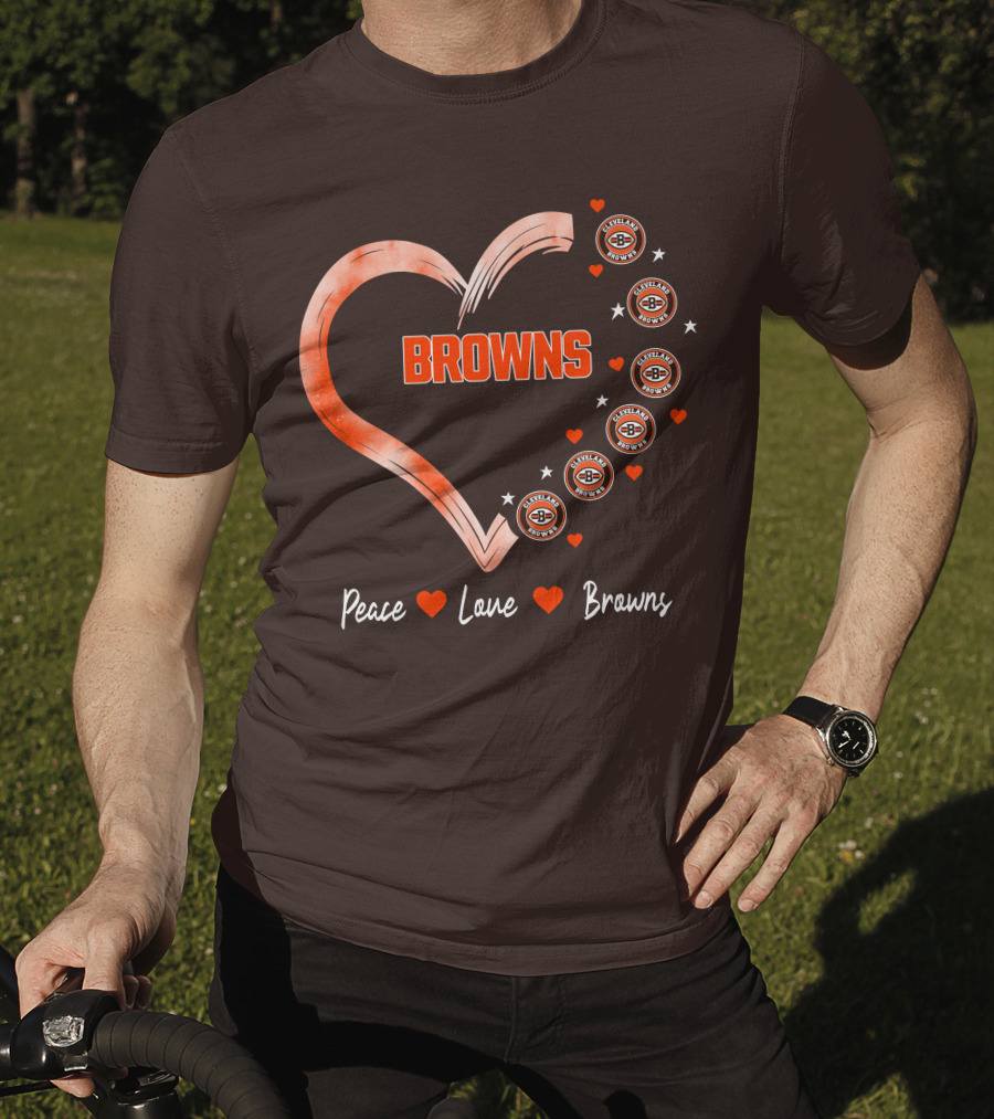 Peace Love Heart Browns Cleveland Browns T-Shirt