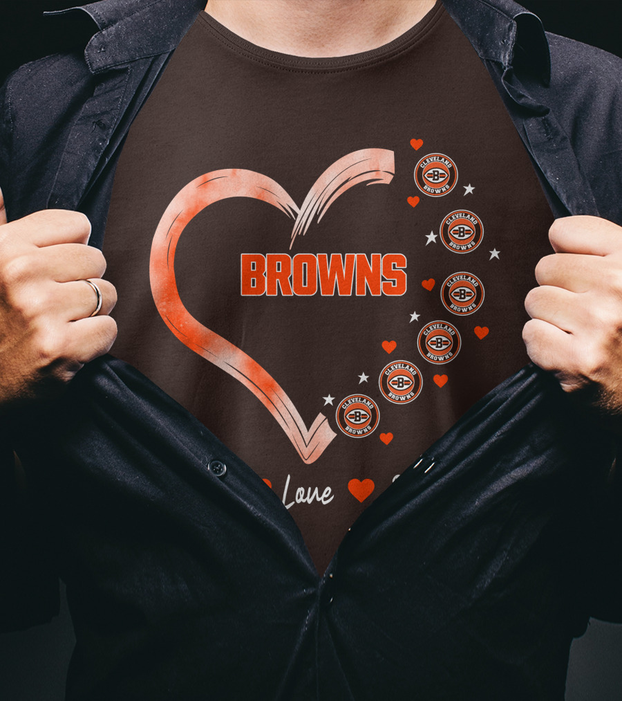 Peace Love Heart Browns Cleveland Browns T-Shirt