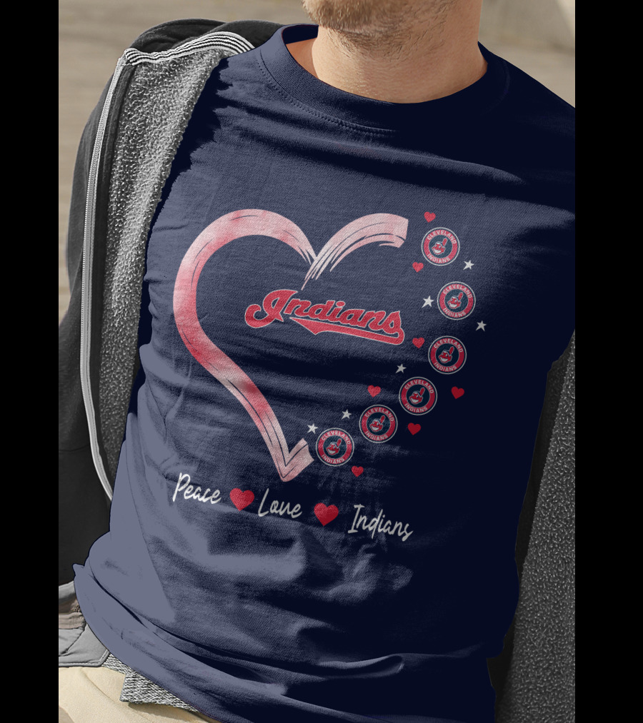 Peace Love Indians Heart Cleveland Indians T-Shirt