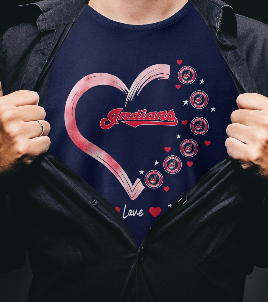 Peace Love Indians Heart Cleveland Indians T-Shirt