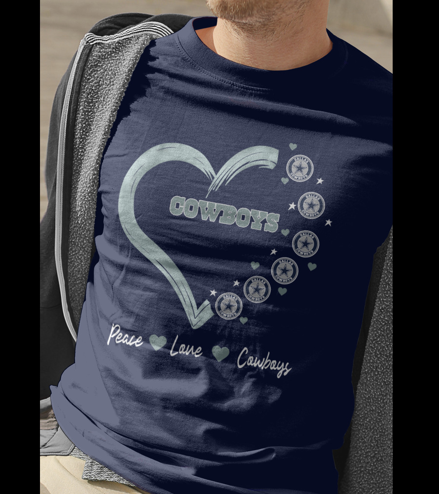 Peace Love Heart Cowboys Dallas Cowboys Stars T-Shirt