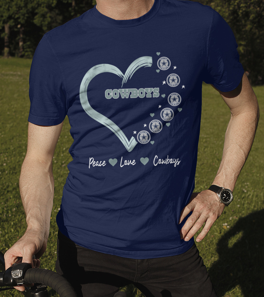 Peace Love Heart Cowboys Dallas Cowboys Stars T-Shirt