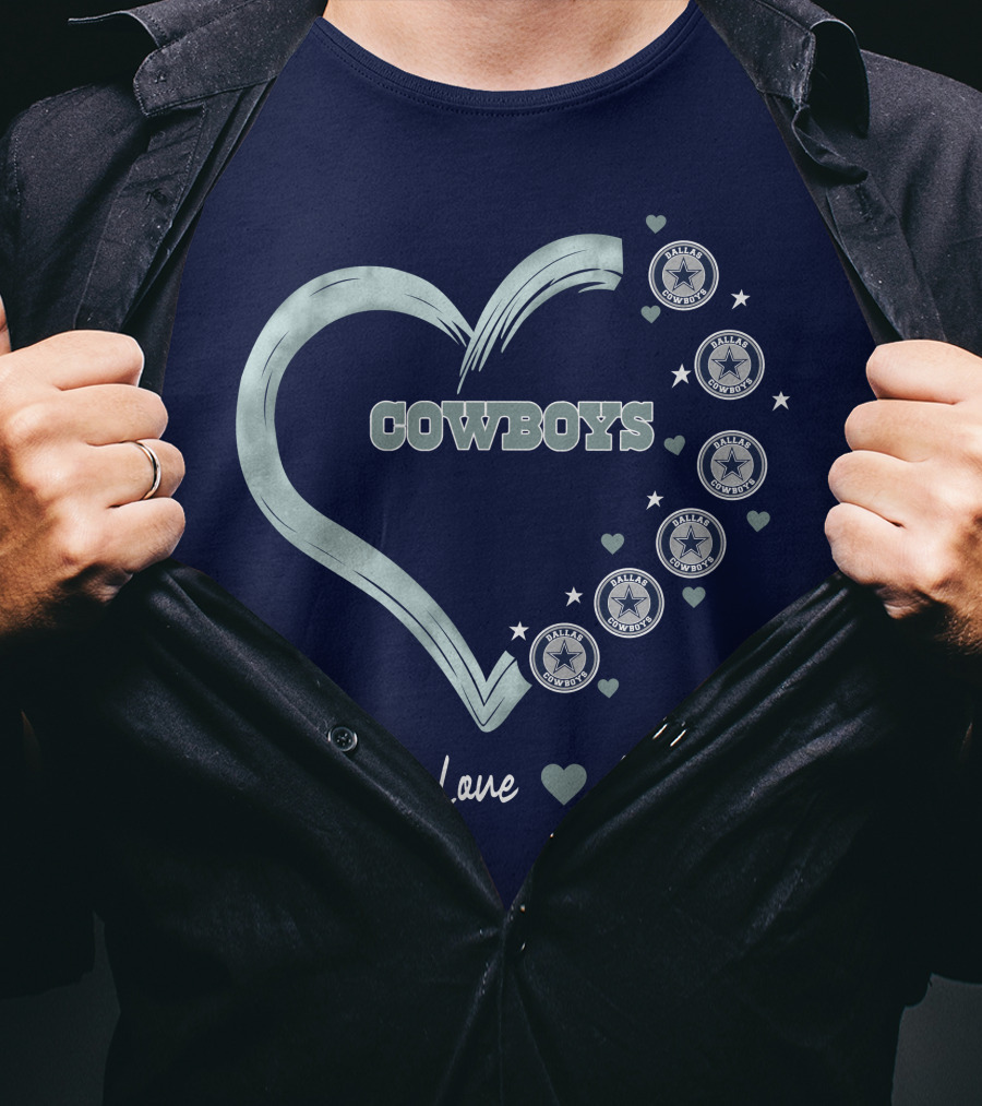 Peace Love Heart Cowboys Dallas Cowboys Stars T-Shirt