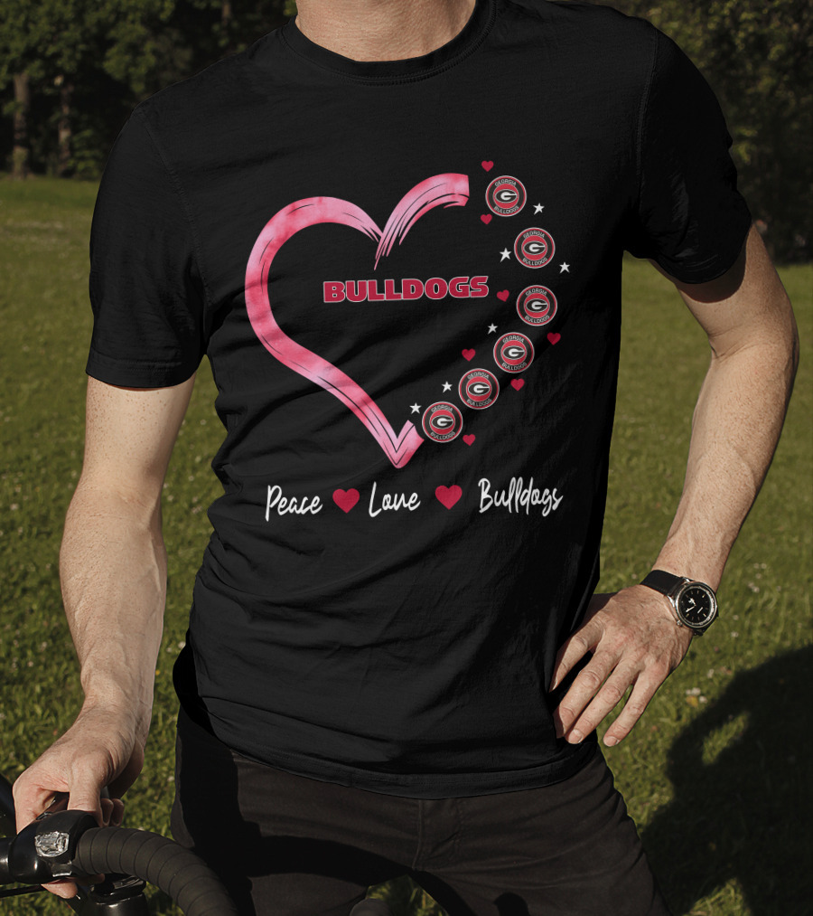 Peace Love Bulldogs Georgia Bulldogs Heart T-Shirt