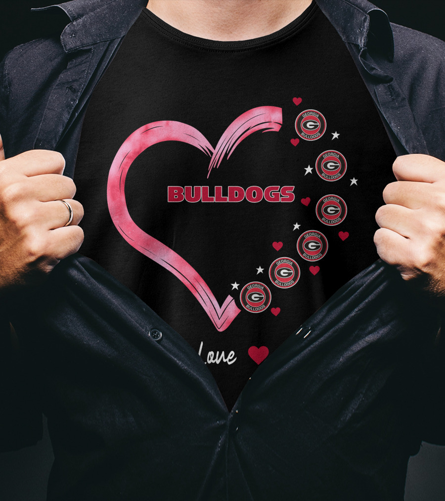 Peace Love Bulldogs Georgia Bulldogs Heart T-Shirt