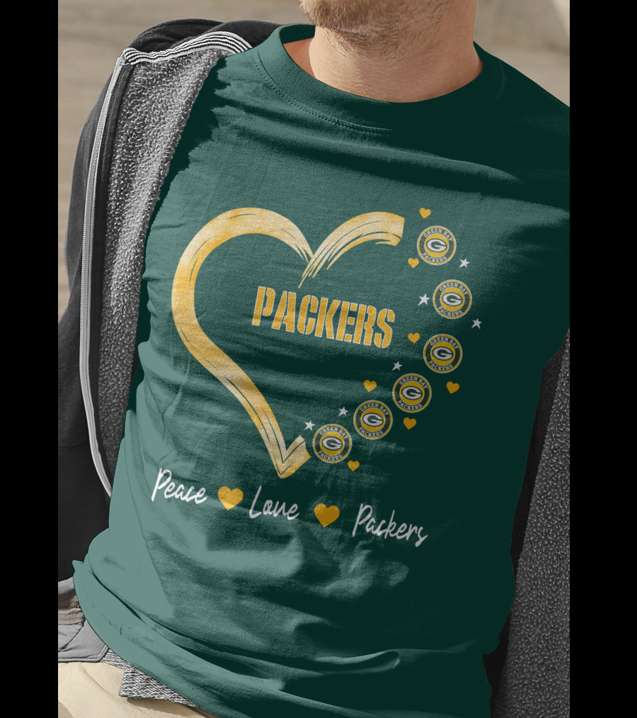 Peace Love Packers Green Bay Packers Heart T-Shirt