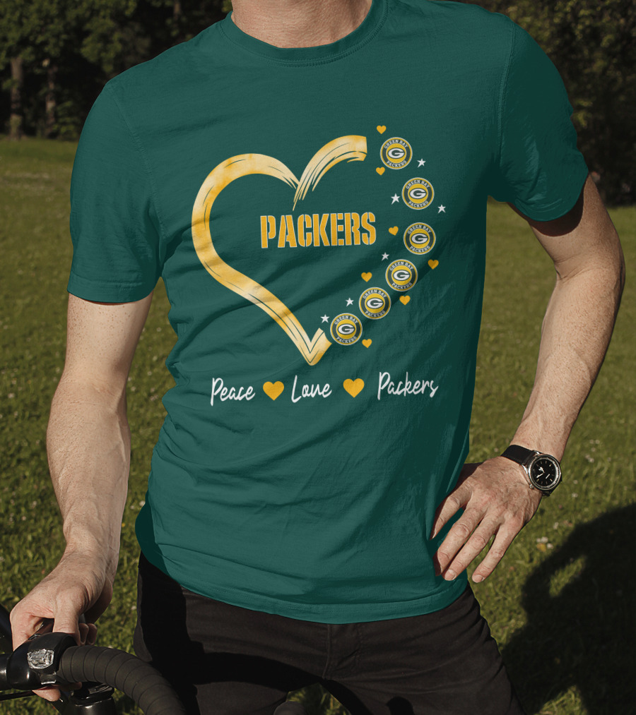Peace Love Packers Green Bay Packers Heart T-Shirt
