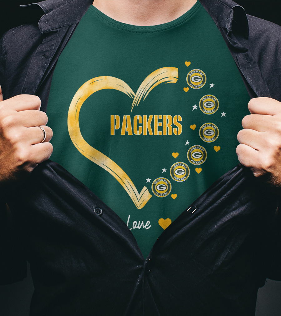 Peace Love Packers Green Bay Packers Heart T-Shirt