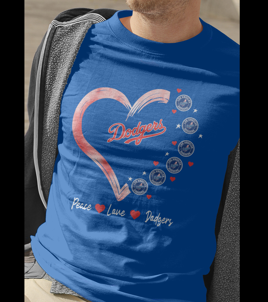 Peace Love Dodgers Heart Los Angeles Dodgers T-Shirt